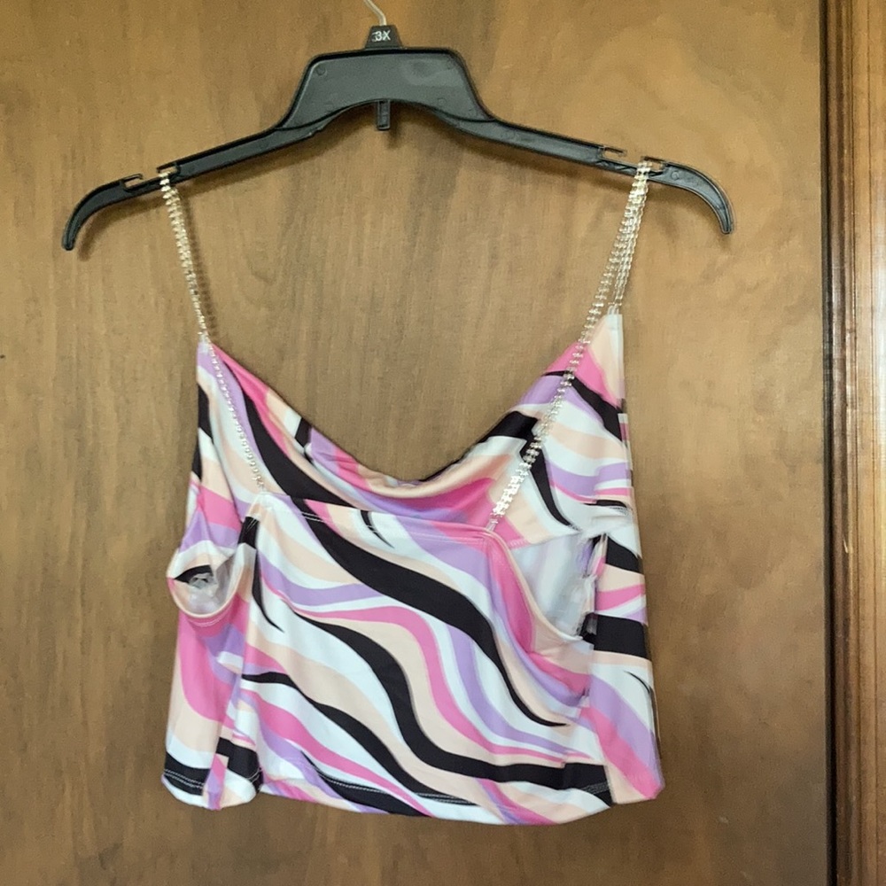 3/$12 Rue 21 bling strap top abstract print casual party  club sleeveless XL jr - Picture 13 of 13